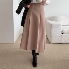Envy Look - Box-Pleated A-Line Long Skirt