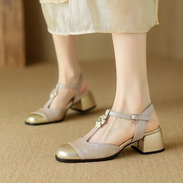 Cinnabelle-Cap Toe Chunky Heel Sandals