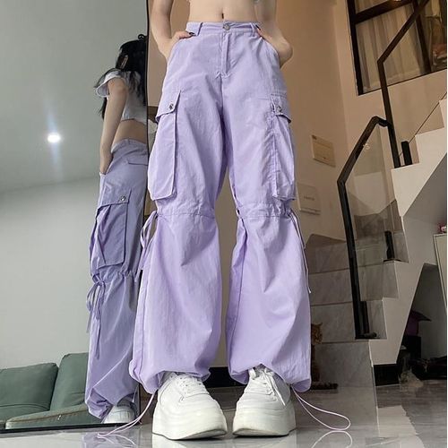 Purple Cargo Jeans Mid Rise