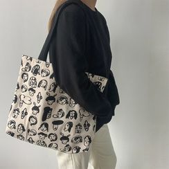 Basaran - Cartoon Print Canvas Tote Bag Basaran - Cartoon Print Canvas Tote Bag