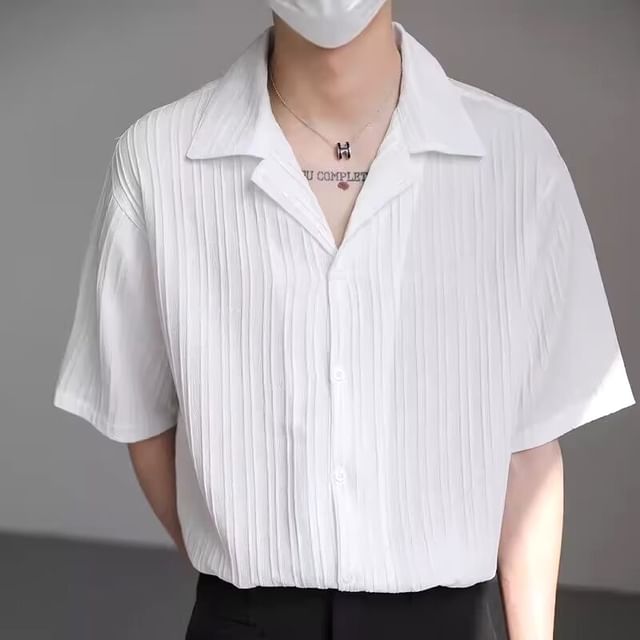 Blueforce-Short Sleeve Ribbed Plain Shirt