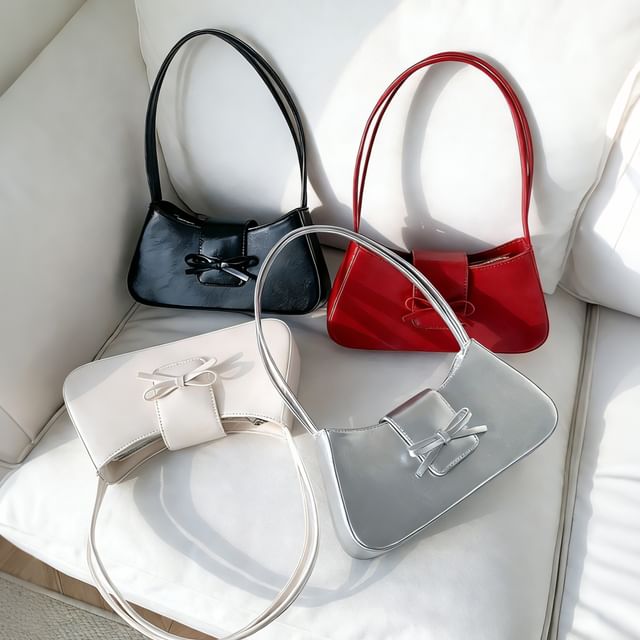 Basaran-Bow Faux Leather Shoulder Bag