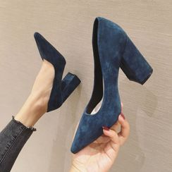 Shawnsher - Pointy-Toe Chunky Heel Pumps Shawnsher - Pointy-Toe Chunky Heel Pumps