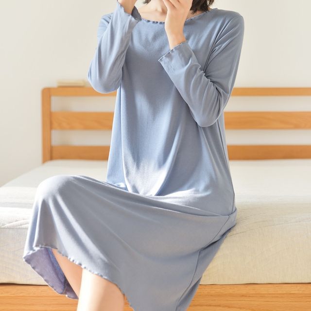 Dogini - Plain Long-Sleeve Pajama Dress ...