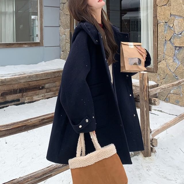 Tzarkozy-Hooded Button-Up Coat