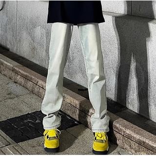 Koiyua-Mid Rise Washed Bootcut Jeans
