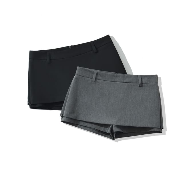 Asiris-Mid Waist Plain Mini Skorts