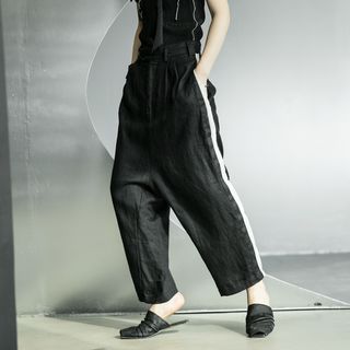 Simple Black Linen Harem Pants black/linen S