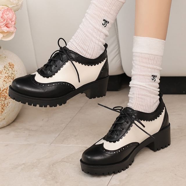 Cinnabelle-Platform Brogue Lace-Up Oxfords