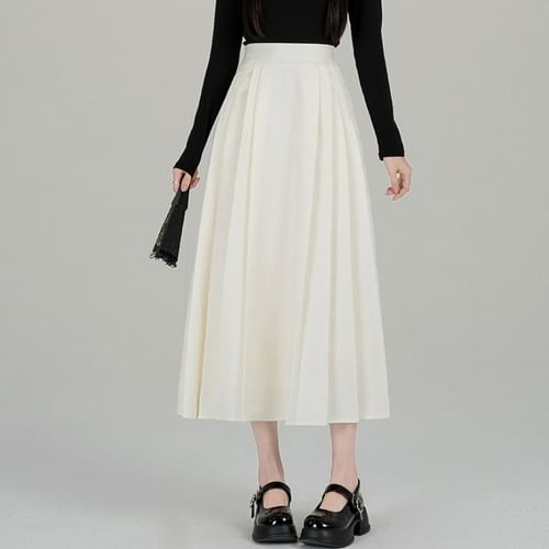 jacquard midi high waist skirt