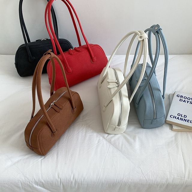 FAYLE-Faux Leather Plain Shoulder Bag