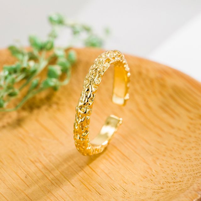Forainer-Textured Alloy Open Ring