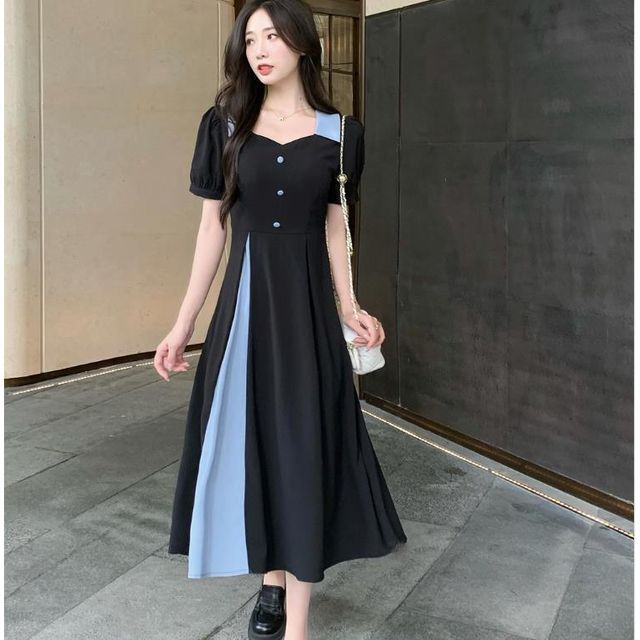 white christmas dresses Sleeveless Two Tone Shirt Dress