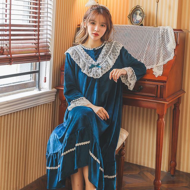 Ciambella - Long-Sleeve Fleece Pajama Dress | YesStyle