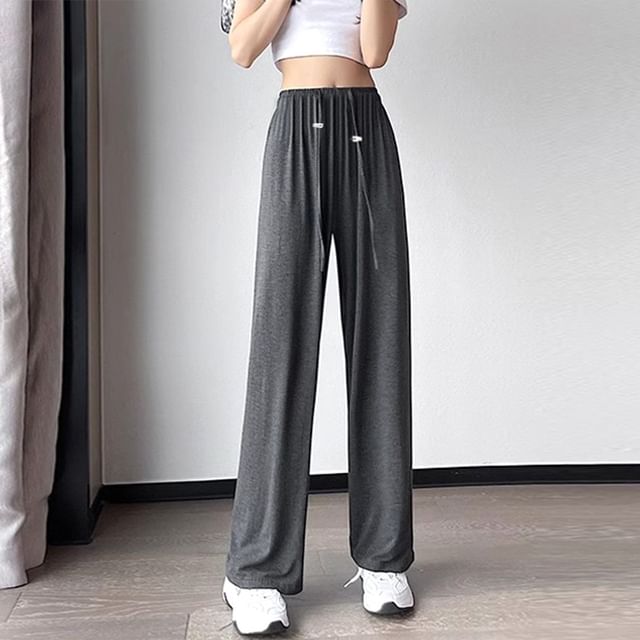 Rosy Street-Maternity Drawstring Waist Plain Straight Leg Pants