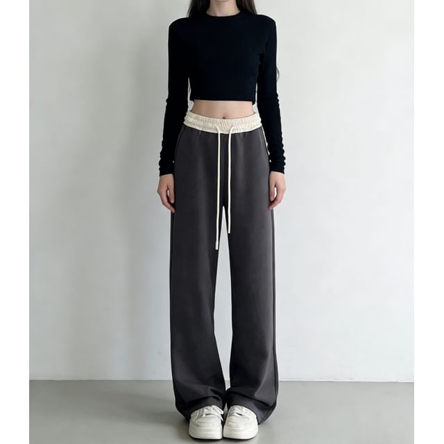 Elasticated Drawstring Waist Sweatpants main image 0