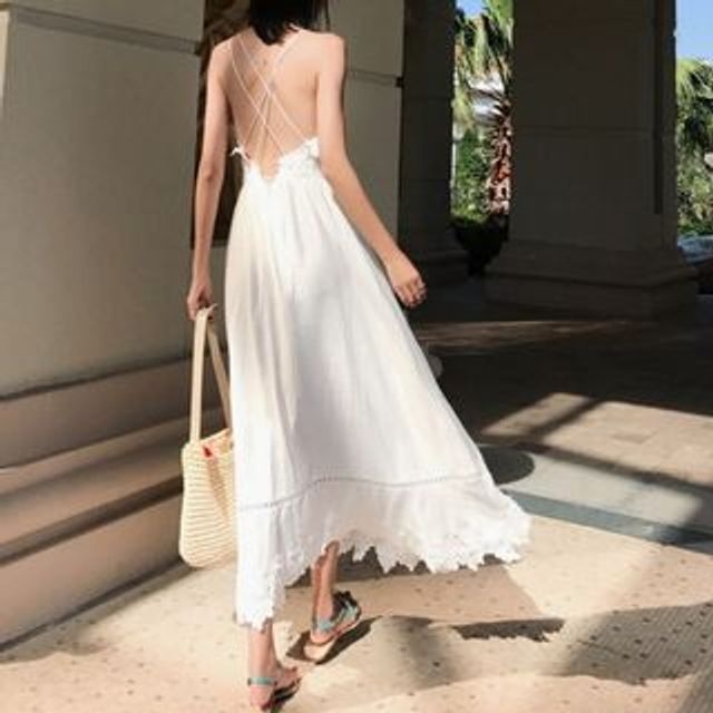 Yilda - Cross-Strap Maxi Sundress | YesStyle
