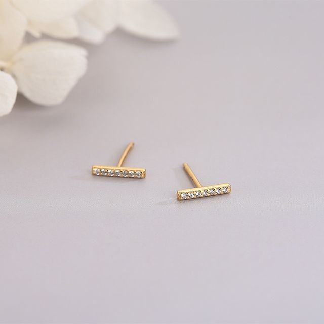 pexrl jewelry-Rhinestone Bar Ear Stud