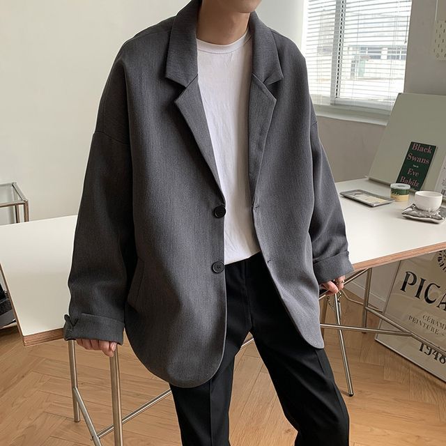 Omozando-Plain Single-Breasted Blazer