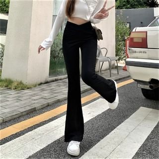 Yako-High Rise Plain Flared Pants