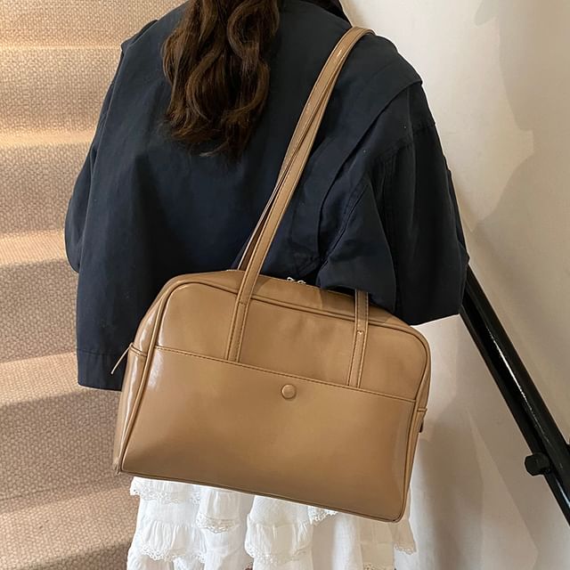 Skyglow-Multi-Pocket Faux Leather Tote Bag