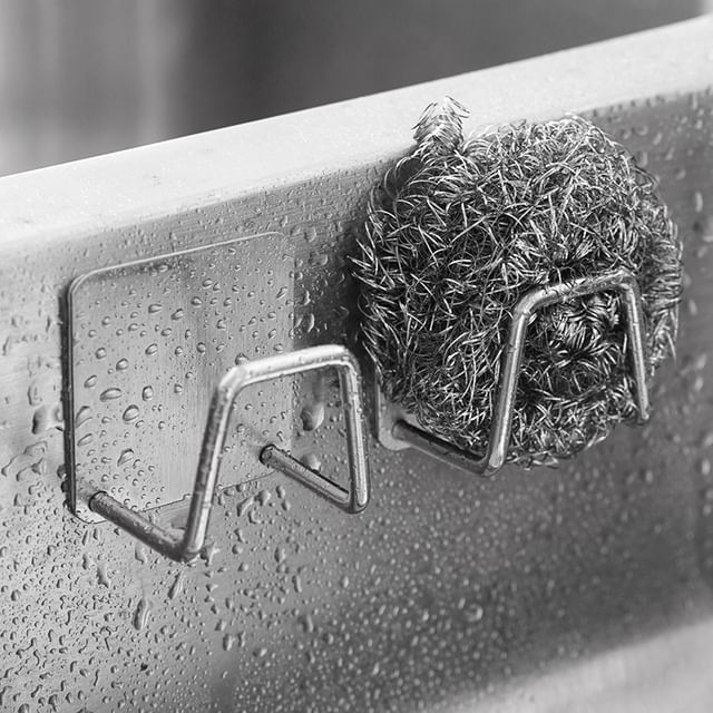 NEJA-Stainless Steel Adhesive Kitchen Cleaning Sponge Holder Set