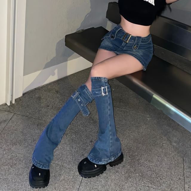 Gentiana-Denim Flare Adjustable Leg Warmer