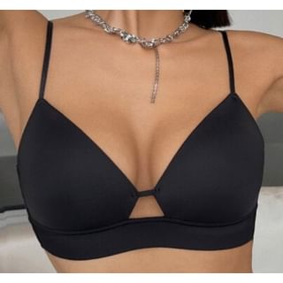 Gecko-Plain Cutout Wireless Push Up Bra