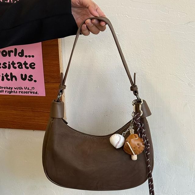 Bolso-Plain Faux Suede Shoulder Bag