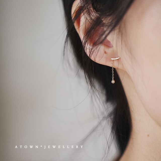 Halfla-Asymmetrical Rhinestone Dangle Earring