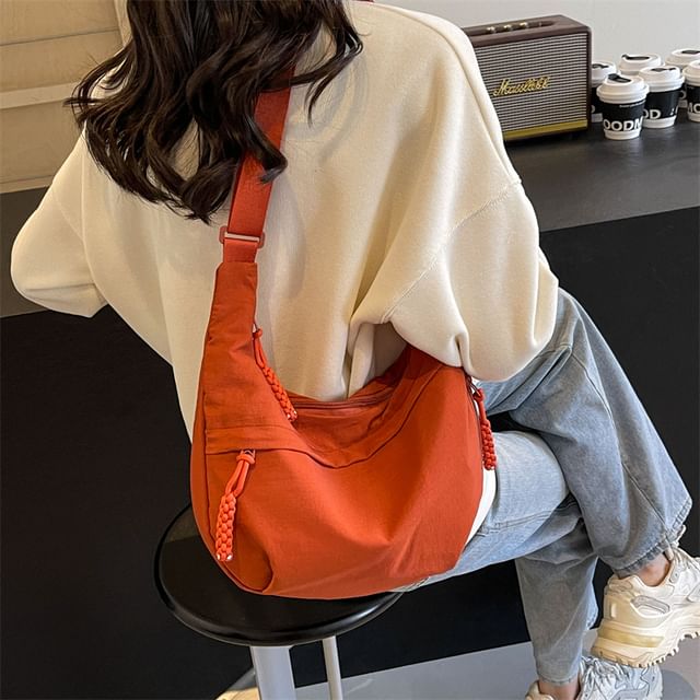 EAVALURE-Plain Fabric Crossbody Bag