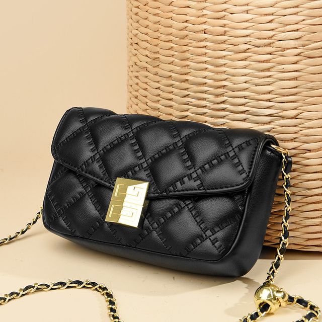 Mayanne Genuine Leather Quilted Chain Crossbody Bag YesStyle