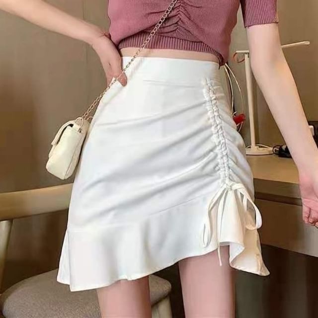 Sisyphi-High Waist Plain Mini A-Line Skort