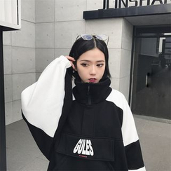 Ayibu - Lettering Color-Block Sweater Ayibu - Lettering Color-Block Sweater