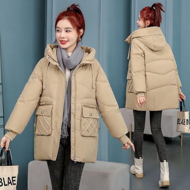 Sienne-Plain Hooded Padded Zip Jacket