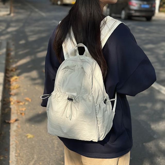Melois-Plain Drawstring Nylon Backpack