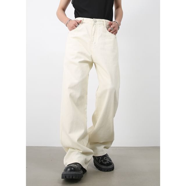 pinkdropper-High Waist Wide Leg Jeans