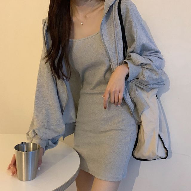 Gilmort-Cropped Jacket Spaghetti Strap Dress