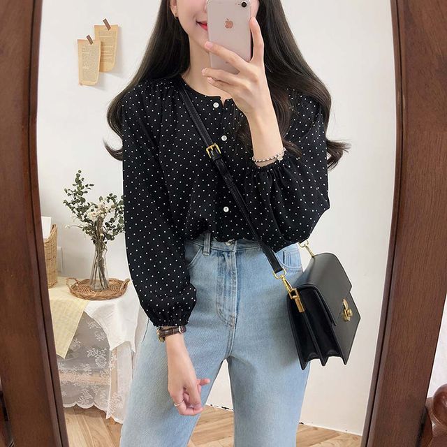 Everose-Dotted Blouse
