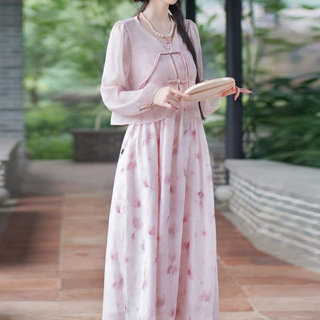 chinese dress ladies Lil Cactus Baby Dress Ð White and Pink Floral Smocked Bishop Dress