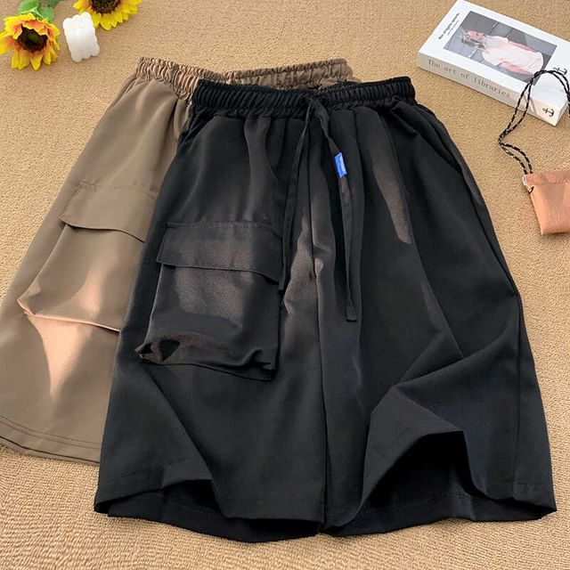 Antaeus-Mid Rise Plain Cargo Shorts