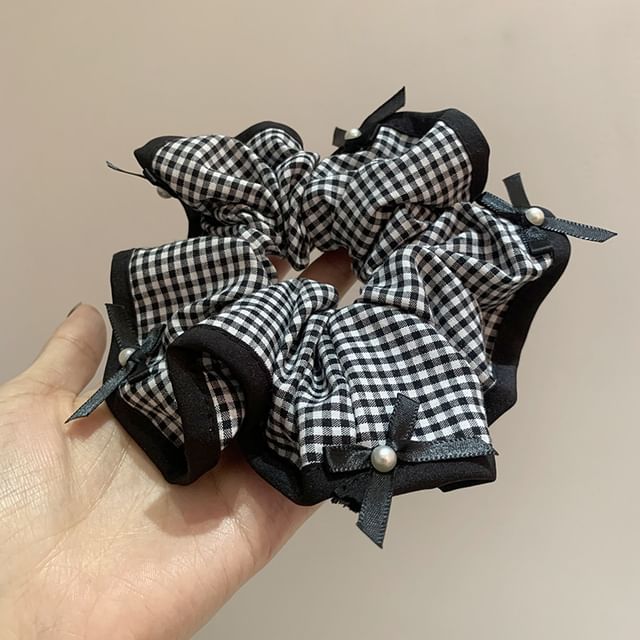 Jael-Gingham Bowknot Hair Scrunchie