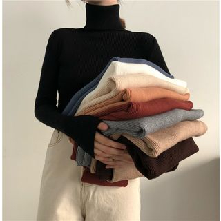 Shinsei - Turtleneck Long-Sleeve Knit Top