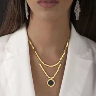 Gaya-Rectangle Beaded Stainless Steel Necklace Set