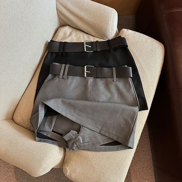 Whoosh-High Rise Plain Mini Skirt