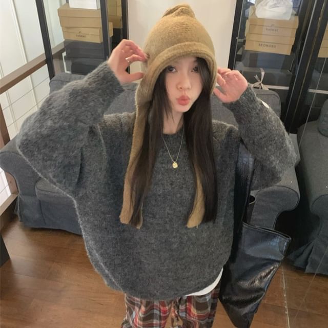 Beem-Crewneck Plain Sweater
