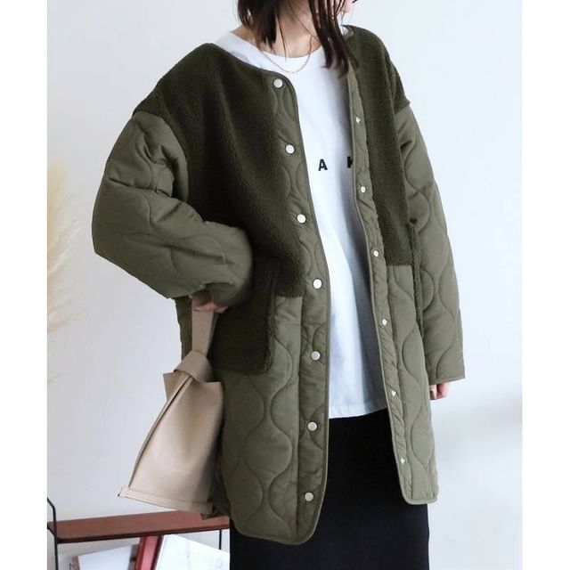 Lewwe-Paneled Quilted Button-Up Jacket