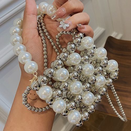 Pearl bead mini online bucket bag