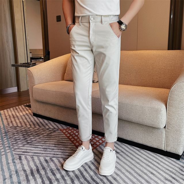 Blueforce-Mid Rise Plain Cropped Tapered Pants