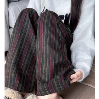evanesce-Herringbone High Rise Drawstring Knit Wide Leg Pants